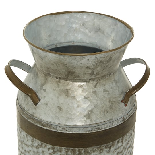 12" Gray Decorative Tin Milk Can
